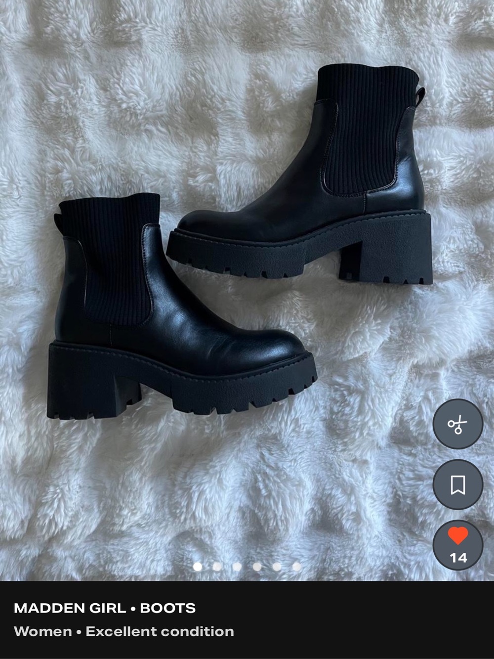 Madden Girl Black Chunky Chelsea Lace-Up Platform Boots